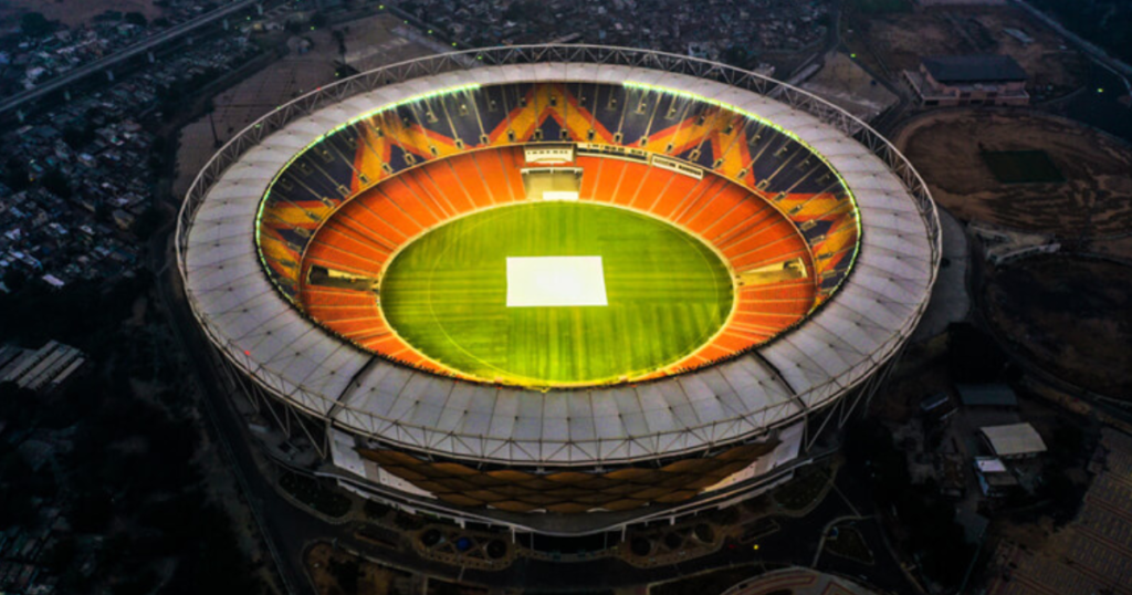 An areal view of Narendra Modi Stadium which will host the ICC Men's Cricket World Cup final