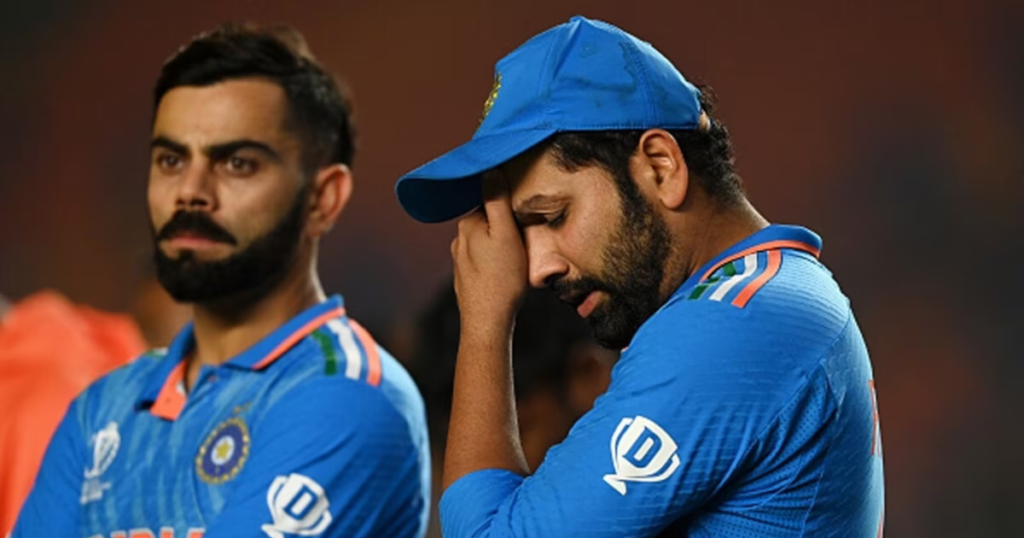 Indian Captain Rohit Sharma Looks Dejected Alongside Virat Kohli After Losing The World Cup Final