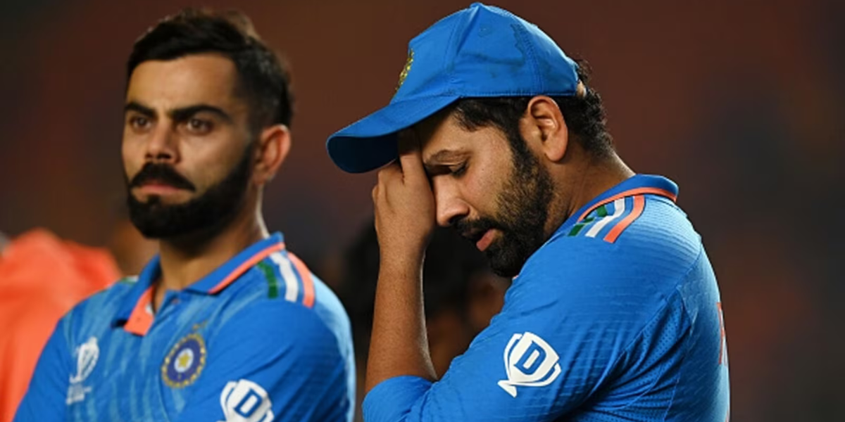 Indian Captain Rohit Sharma Looks Dejected Alongside Virat Kohli After Losing The World Cup Final